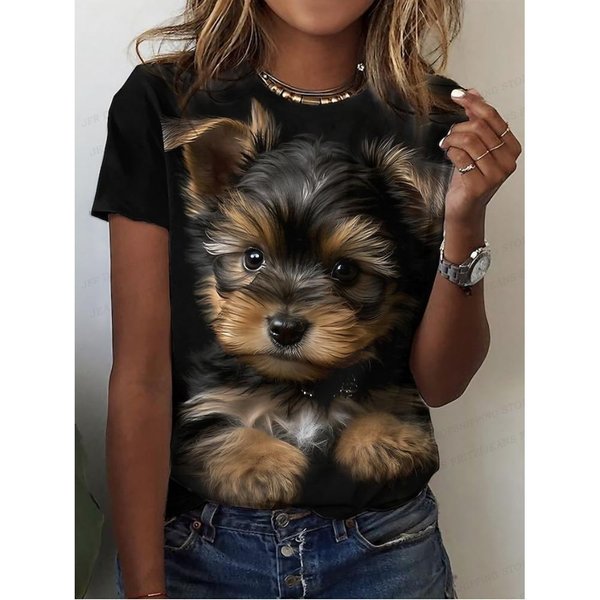 Zwierzę Pies Nadruk 3D T-Shirt Kobiety Moda Oversize T-Shirty KróTki RęKaw Top Koszulki Anime Kawaii T-Shirt Odzież DziecięCa Kot 5XL Black-image
