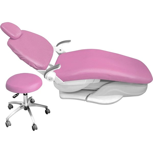 4 Szt./Zestaw Pokrowiec Na Siedzenie Fotela Dentystycznego Jednostka SkóRa PU Elastyczny Wodoodporny Ochronny Pokrowiec Na Siedzenie Stomatologiczne SprzęT Laboratoryjny Pink-image