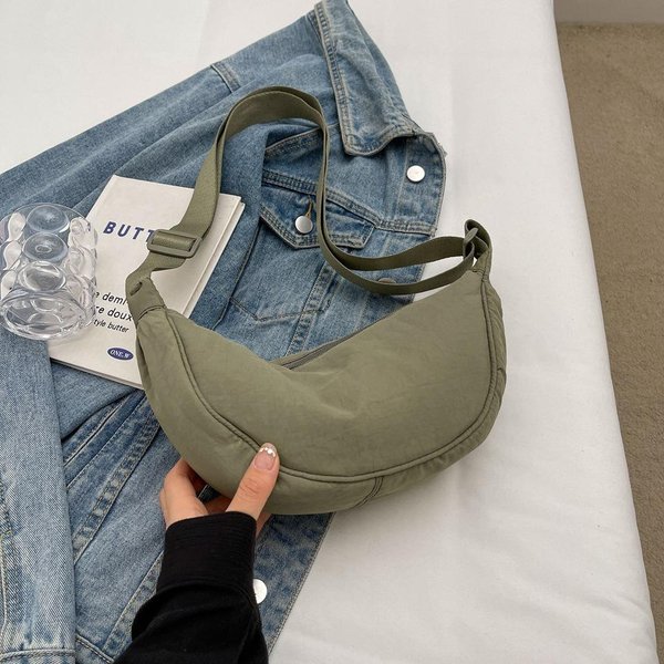 Bolso Bandolera Nylon Bolso Dumpling Bolso De Hombro VersáTil Para Mujer Youjia Bolso PequeñO De Tela Gray-image