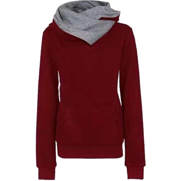 Wiosna Jesień Bluzy Z Kapturem Damski Dres Jednolity Kolor Moda DłUgi RęKaw Pulowery Casual CiepłE Bluzy Z Kapturem Topy Plus Size XS Brown-image