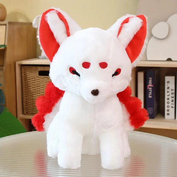 DziewięCioogonowy Lis KreskóWkowa Pluszowa Zabawka Wypchana Czerwona Niebieska Wypchane Fantastyczne Zwierzę Pluszak Peluche Prezent ŚWiąTeczny 38X30X20Cm-image