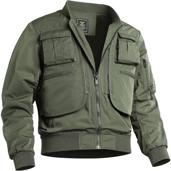 Chaqueta Bomber Uniforme De BéIsbol Para Hombre Chaqueta De Trabajo Multibolsillos Chaqueta Funcional Top De Asalto Triple Prueba 2XL Gray-image
