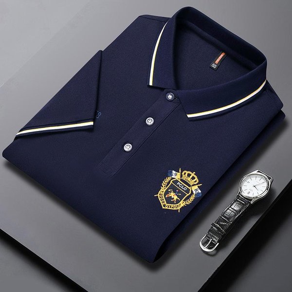 MęSka Popularna Koszulka Polo Z KróTkim RęKawem I Haftem MęSka Letnia LuźNa, Swobodna Koszulka Polo Z KołNierzykiem L Black-image
