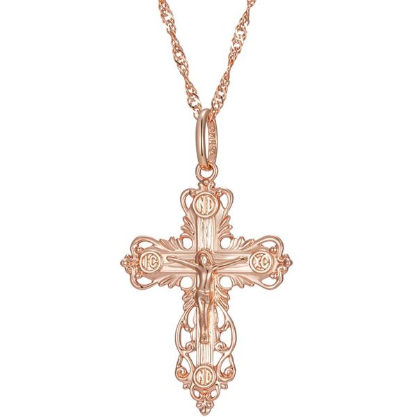 Luksusowy Naszyjnik Z KrzyżYkiem W Kolorze RóżOwego ZłOta Dla Kobiet MężCzyzn KośCiół PrawosłAwny Jezus BłYszcząCy Amulet Codzienna Delikatna BiżUteria-image