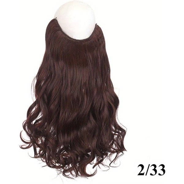 Extensiones De Cabello SintéTico Largas Y Rizadas Con Hilo Invisible De Pesca Extensiones De Cabello Postizos Cabello Falso Para Mujeres-image