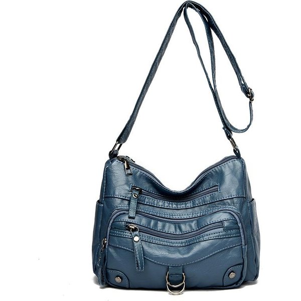 Bolso Para Mujer Con MúLtiples Bolsillos Para Viajes De Negocios Y Clases Bolso De Cuero Suave Bolso De Hombro Cruzado Mochila Para Mujer Bolso Tote Bolso Para Mujer Gray-image