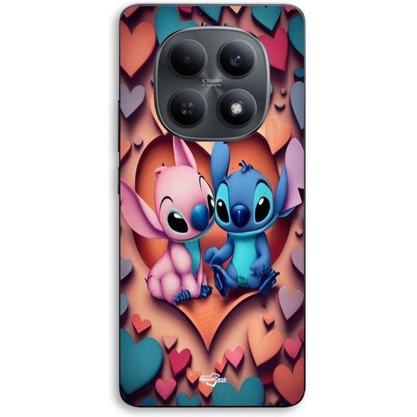 Etui Na Telefon - Maniacase - Xiaomi Redmi Note 15 5G - Silikon TPU - WzóR Stitch AniołEk Kolorowe Serce - Czarne-image