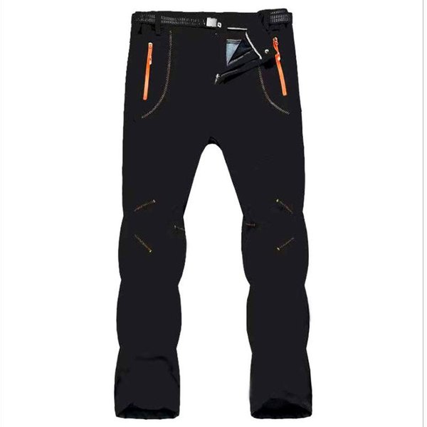 MęSkie Polarowe Spodnie Turystyczne Zimowe CiepłE Wodoodporne Wiatroszczelne Przeciwdeszczowe SzybkoschnąCe Spodnie Trekkingowe Kempingowe Outdoor Soft Shell Grube Spodnie Narciarskie XS Black-image