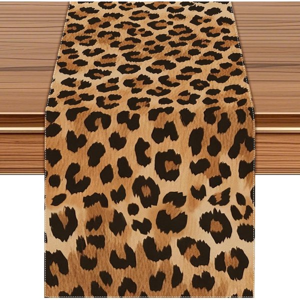 Lniany BieżNik StołOwy W Panterkę Szaliki Na Komodę Dekoracja Blatu Wielokrotnego UżYtku Dekoracja StołU Kuchennego W Stylu Wiejskim Dekoracja Imprezowa 150X33Cm Brown-image