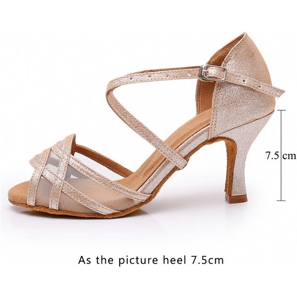 Buty Do TańCa Latynoskiego Dileechi Kobiety Cekinowa Tkanina Tango Buty Obcas 9Cm Salsa Wydajność Buty Do TańCa Towarzyskiego MięKka Podeszwa 40-image