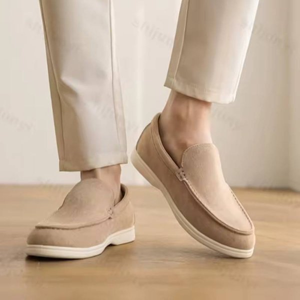 MęSkie PłAskie Mokasyny 2025 Matowy Zamsz PłAskie Buty Wygodne AntypośLizgowe Modne Mokasyny Lekkie Modne Outdoorowe Buty Codzienne 43 Khaki-image
