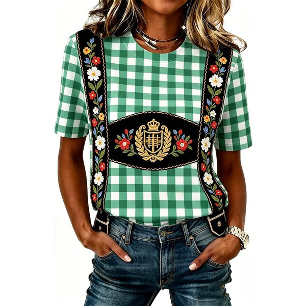 Damska Koszulka Z DłUgim RęKawem Na Co Dzień Z Nadrukiem Oktoberfest, KróTki RęKaw, OkrąGłY Dekolt, MięKka Tkanina, Wygodny KróJ Xxxl Black-image