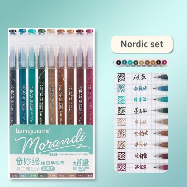 Zestaw 9 DłUgopisóW Morandi Z Wielokolorowym żElem, Markerem Retro, 0,5 Mm, DłUgopisem Do Pisania W Dzienniku-image
