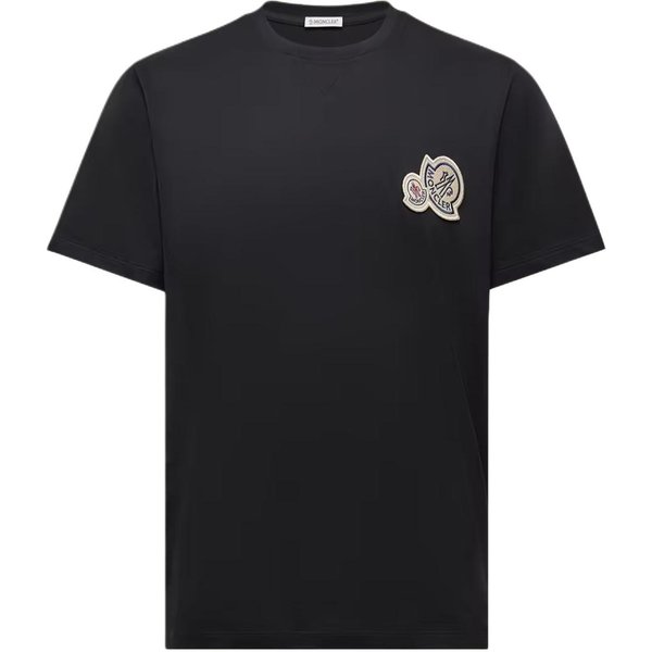 Moncler SS26 Koszulka Z Naszywką Z Logo, Z OkrąGłYm Dekoltem, Z KróTkim RęKawem, MęSka, Topy L20918C000418390Y999 M Black-image