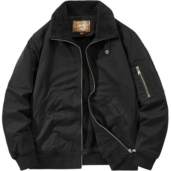 Chaqueta Nueva Invierno Hombres AlgodóN Puro Terciopelo Engrosada Lavada Chaqueta De Trabajo Exterior Casual Cuello Alto Hombres 5XL-image