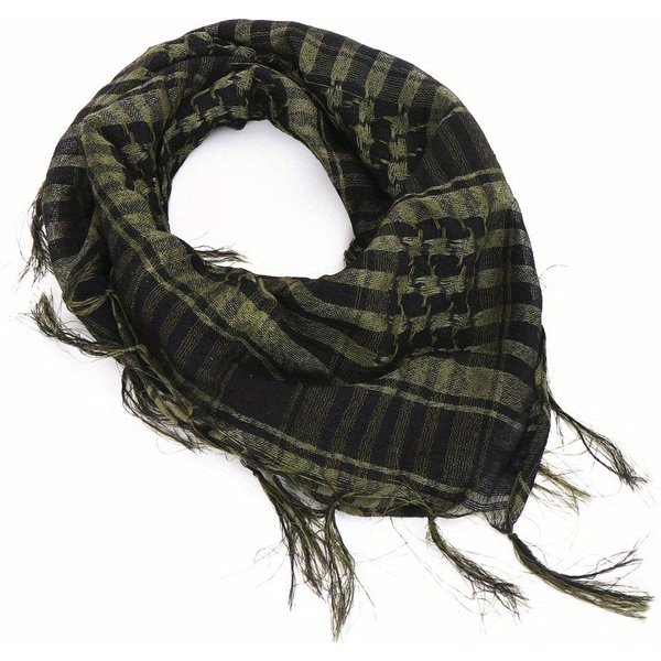 Bufanda Hijab TáCtica Militar Desierto PañUelo MusulmáN PañUelo IsláMico Keffiyeh ÁRabe Para Cabeza Cuello Envoltura Para Hombres Y Mujeres 95X95Cm Black-image