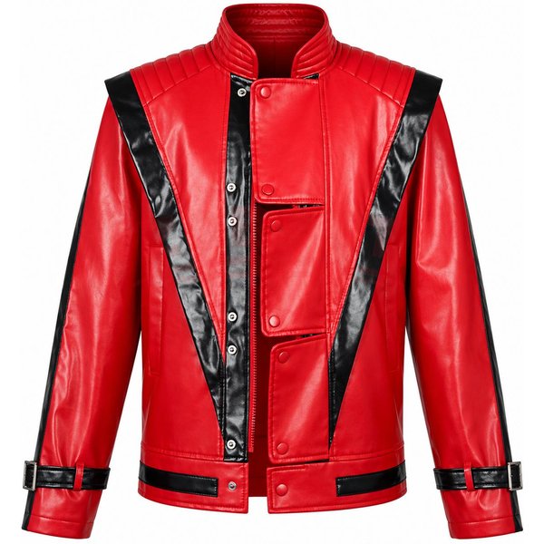 CláSica Chaqueta Roja Emocionante De Cuero De Michael Joseph Jackson Regalo De Halloween CumpleañOs Ropa De Noche 140 Black-image