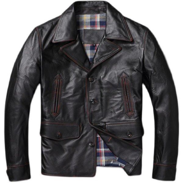 Casualowa Czarna Kurtka Z Prawdziwej SkóRy MęSka MięKka Prawdziwa SkóRa BydlęCa Jesienne PłAszcze Wiosenne Chamarras De Cuero Para Hombre XL Black-image