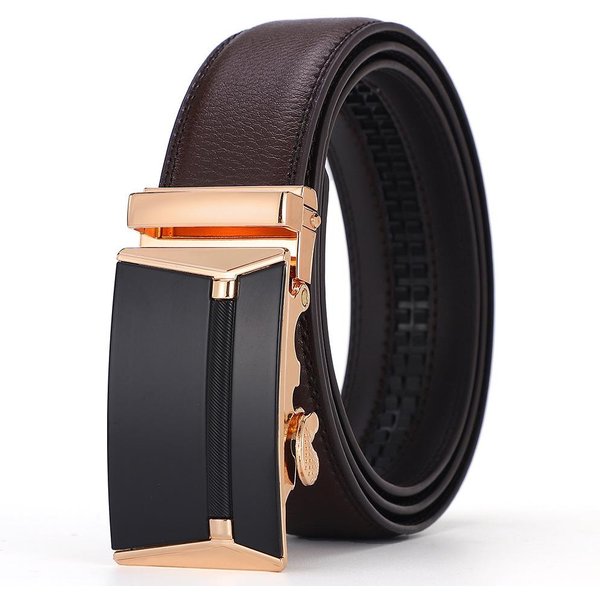 CinturóN De Moda Para Hombre CinturóN De Trinquete AleacióN De Alta Calidad Hebilla AutomáTica Pantalones Vaqueros Traje CinturóN De Marca De Lujo Talla 105 110 115 120 125Cm 125Cm Black-image