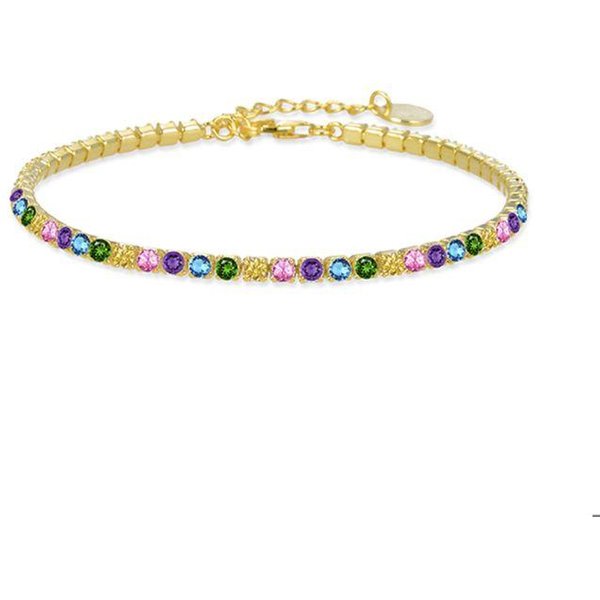 Pulsera - Luxenter - Tahu - Plata 925 - Acabado Oro Amarillo 18K - Circonitas Multicolores-image