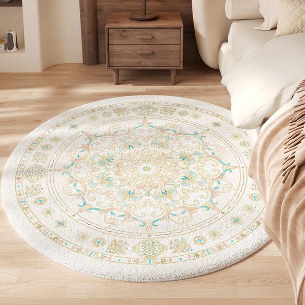 Gruby Pluszowy Dywan OkrąGłY Dekoracja Salonu Dywaniki W Stylu Boho Do Sypialni Domowy Puszysty MięKki Dywanik AntypośLizgowa Mata PodłOgowa Przy ŁóżKu 200X200Cm-image