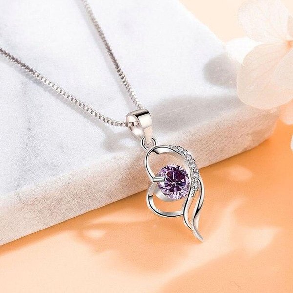 Nuevo Collar De Plata De Ley 925 Para Mujer, Moderno Y Lujoso Colgante De CorazóN De Circonita De Cristal De Alta Calidad, Cadena De ClavíCula, Regalo De JoyeríA White-image