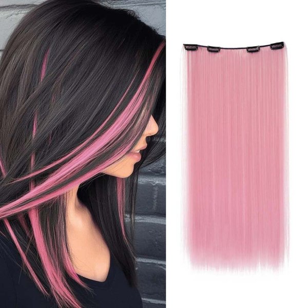 Extensiones De Cabello SintéTico Coloridas Rectas Largas De 22 Pulgadas - Clip-In Invisible, Resistentes A Altas Temperaturas, FáCiles De Usar Para Mujeres 22Inches White-image