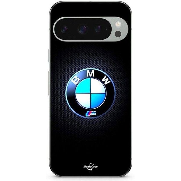 Etui Na Telefon - Maniacase - Google Pixel 9 Pro XL - Silikon TPU - Czarne - ŚWiecąCe Logo M Bmw-image