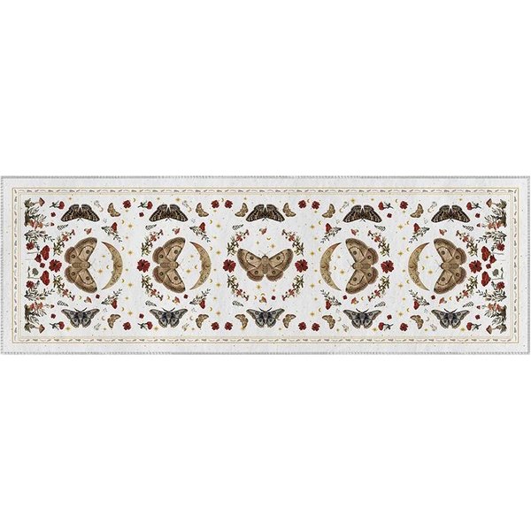 Dywanik Do Kory WzóR Motyli I OwadóW Czarne Dywany MożNa Prać W Pralce AntypośLizgowy Dywanik Dekoracja Domu Dywany Do Sypialni Mata PodłOgowa 50X160Cm White-image
