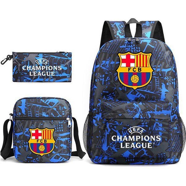 Mochila Escolar De Gran Capacidad Con Correa Para El Hombro; Set De Tres Piezas Para Estuche De LáPices De Estudiante Black-image