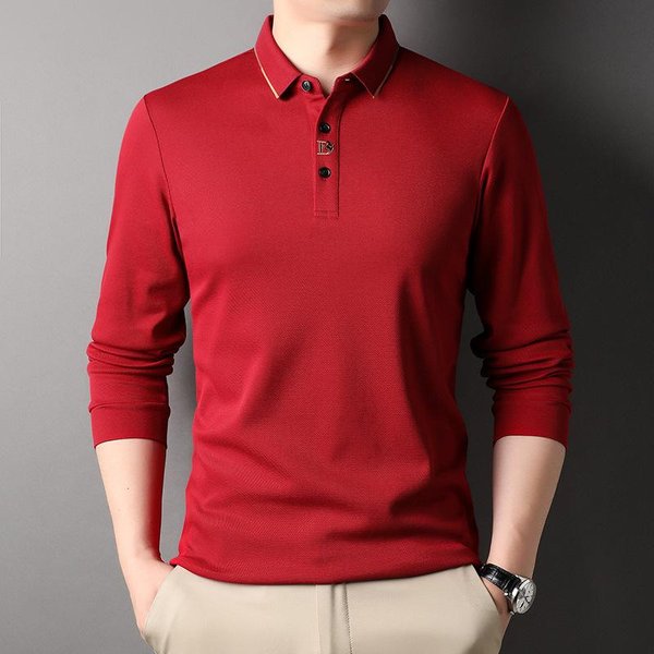 Camiseta De Manga Larga Para Hombre De Negocios Con Solapa Para Primavera Y OtoñO, Camiseta Casual Para JóVenes Y Hombres De Mediana Edad, Suelta, Tipo Polo, Ropa De Hombre Moderna Xxxxl-image