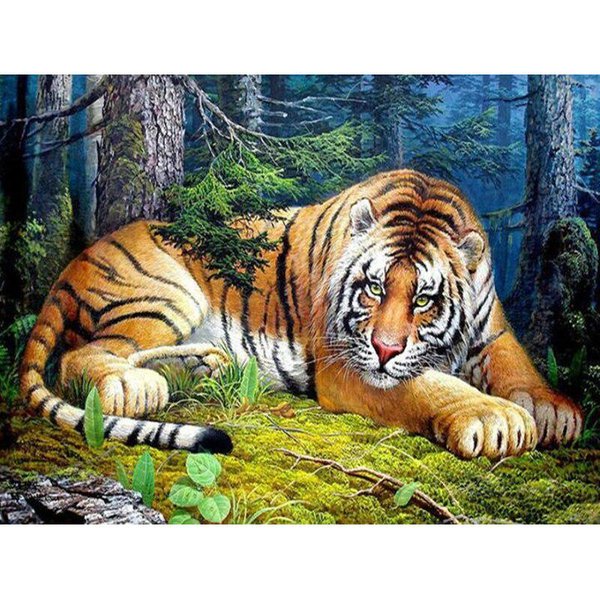 Pintura De Diamante 5D Tigre, Imagen Redonda Completa De Diamantes De ImitacióN, Bordado Artesanal, Punto De Cruz 20X30CM-image