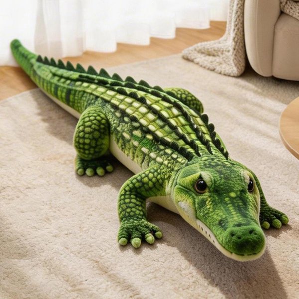 Pluszowa Zabawka Krokodyl 90 Cm Realistyczna MięKka Wypchana ZwierząTko Lalka Poduszka 3 Kolory Gigantyczny Aligator Poduszka Na Sofę Prezent Urodzinowy Niespodzianka 65Cm Black-image