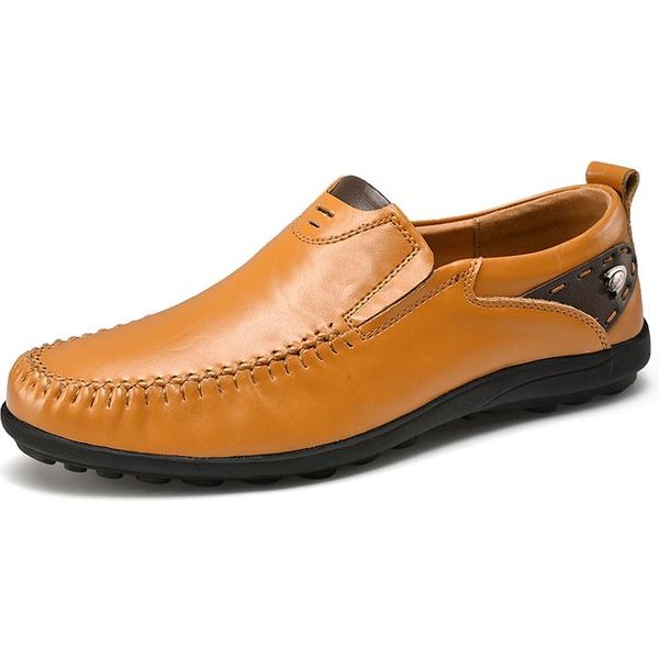 SkóRzane MęSkie Buty Codzienne Letnie OddychająCe Wsuwane Formalne Mokasyny MęSkie Mokasyny WłOskie Czarne Buty Do Jazdy Plus Rozmiar 38 -47 46 żółTy-image