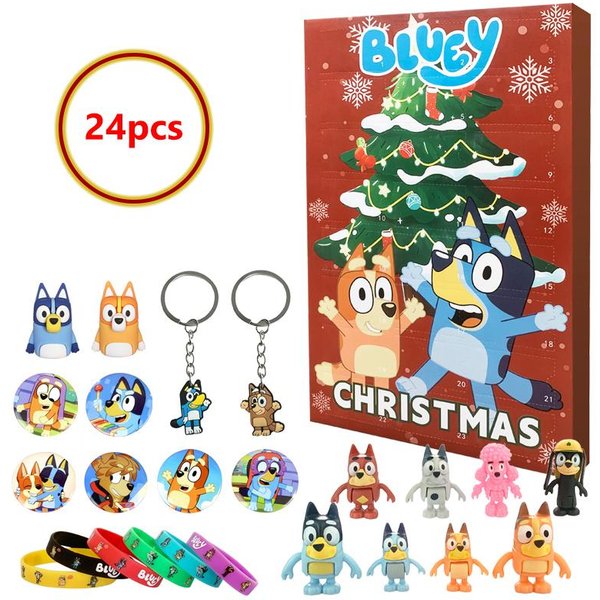 Bluey Bingo Kalendarz Adwentowy Niespodzianka KreskóWka Urocza Figurka Anime Zabawki Dzieci Odliczanie Do BożEgo Narodzenia Prezenty ŚWiąTeczne Blue-image