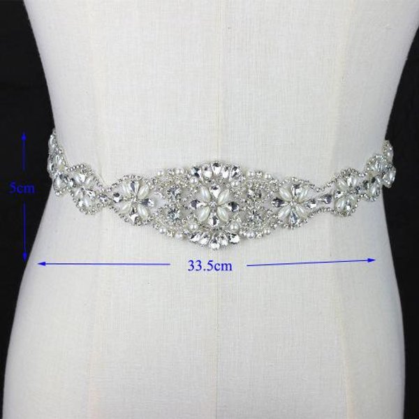 Srebrna Szarfa śLubna WstążKa Pas Rhinestone PerłY śLubne Paski Suknia śLubna Wieczorowa Akcesoria Do Sukni Modna Opaska Dekoracyjna Gray-image