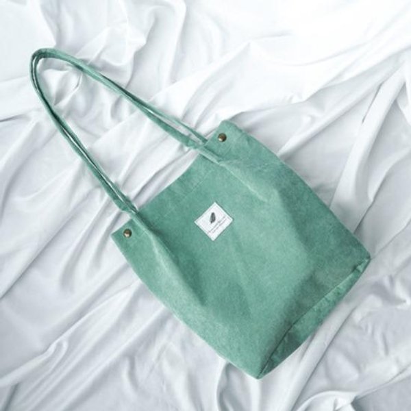 Torba Tote O DużEj PojemnośCi, Wszechstronna Torba Studencka, Damska Torba Na Zakupy, Torba PłóCienna, Sztruksowa Torba Na Ramię White-image