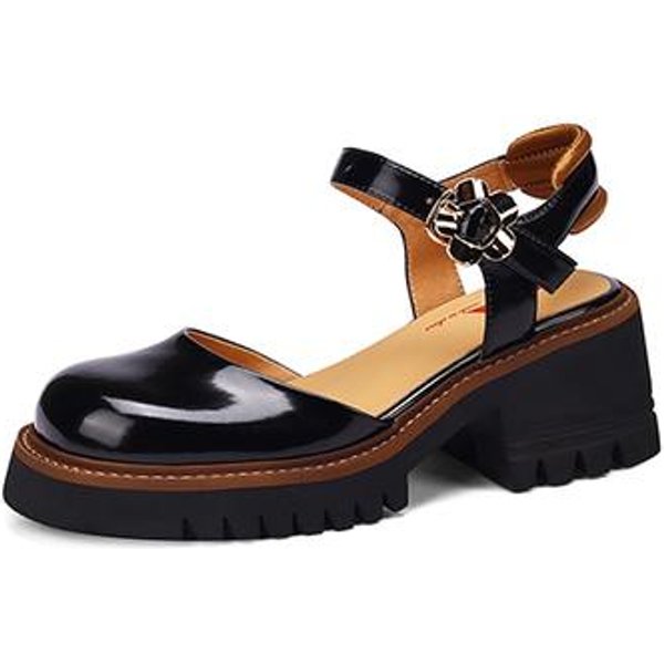 Buty Damskie Jesienne OkrąGłE Palce Grube Obcasy Buty Damskie SkóRzane Wysokie Obcasy SandałY Damskie Solidne Buty Na Platformie Retro 37-image