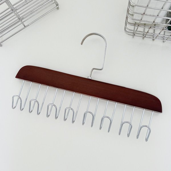 Percha De Madera Con 8 Ganchos Para Ropa, Ahorra Espacio, Resistente Y Con Ganchos Giratorios De 360°, Ideal Para Armarios Y Guardarropas. 1Pc Gray-image