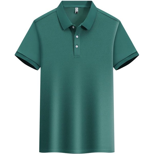 Polo De Manga Corta De Verano Para Hombre, Camiseta Con Solapa De Color SóLido Informal De Negocios Simple, Seda Hielo, Transpirable Y VersáTil L Black-image