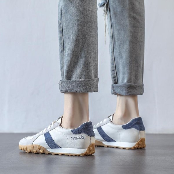 Zapatos Blancos PequeñOs De Cuero Suave Para Mujer Suela Suave Superficie Suave Zapatos De Mujer Nuevos Zapatos Forrest Gump Zapatos Deportivos Casuales 40 Azul-image