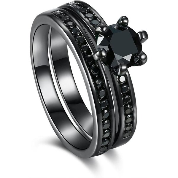 Anillos De Pareja De Moda Para Mujer Con PedreríA Roja Anillos De Circonita Set Anillos De DragóN Celta De Acero Inoxidable Para Hombre JoyeríA De Alianza De Boda 11 Gray-image