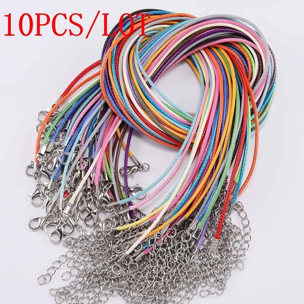 10 Sztuk/Partia Dia 1.5Mm Prawdziwy SkóRzany Naszyjnik Ze Sznurkiem Z ZapięCiem Regulowana Pleciona Lina Do Tworzenia BiżUterii DIY Naszyjnik Bransoletka 1.5MM-10PCS/LOT-image