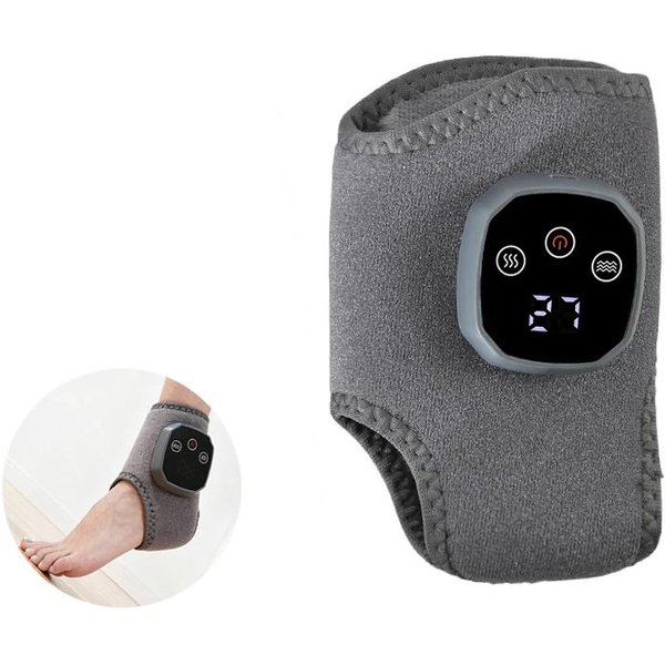 Masajeador De Tobillo Con Compresa Caliente, Soporte Con Banda TéRmica, Masajeador De Pies Para Terapia De Tobillo, Protector, Recargable Por Usb, VibracióN EléCtrica Gris-image