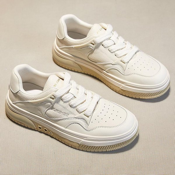 Zapatos Blancos PequeñOs Zapatos De Cuero Para Mujer OtoñO Nuevo Zapatos Casuales De Suela Gruesa Con Plataforma Zapatillas Blancas VersáTiles Zapatillas 40 White-image