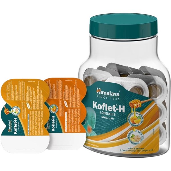 Himalaya Koflet H Pastillas Paquete Variado De Tarro Jengibre Naranja 10 BlíSteres De 6 Pastillas Cada Una Alivia La Tos Dolor De Garganta Con Miel Confort Herbal-image