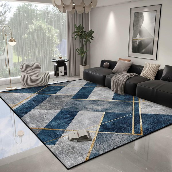 Nowoczesny Geometryczny Dywan Salon Lekki Luksus Dekoracja Sypialnia AntypośLizgowy Dywan ŁAtwe Czyszczenie Salon Pluszowa Mata PodłOgowa Zmywalny 60*90Cm-image
