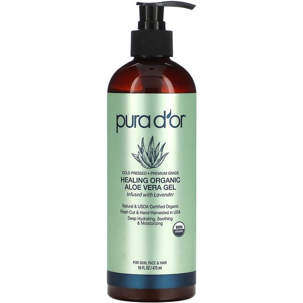 Pura D'or, Gel OrgáNico Curativo De Aloe Vera Con Lavanda, 16 Fl Oz (473Ml) Gray-image