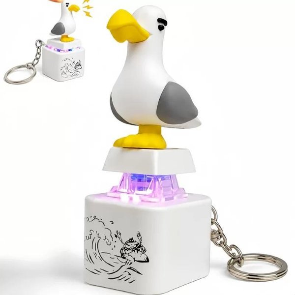 Zabawny Brelok Mewa DźWięK śWiatłO Przycisk OdciążEnie Stresu Zabawka Fidget Uroczy Wisiorek Do Torby Nowość Prezenty Dla Dzieci DorosłYch White-image
