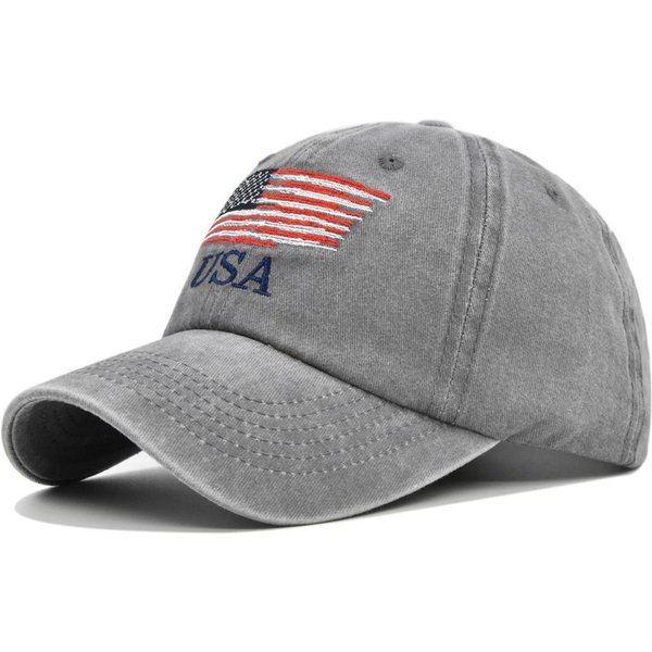 Unisex Taktyczna Wojskowa Czapka Baseballowa Modna BawełNiana Flaga USA AmerykańSka Outdoorowa Hip Hopowa Czapka Dla MężCzyzn I Kobiet Bieganie Kolor Szary-image